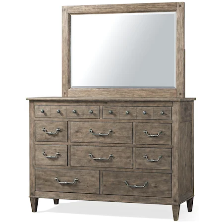 10 Drawer Dresser and Beveled Glass Mirror Combo